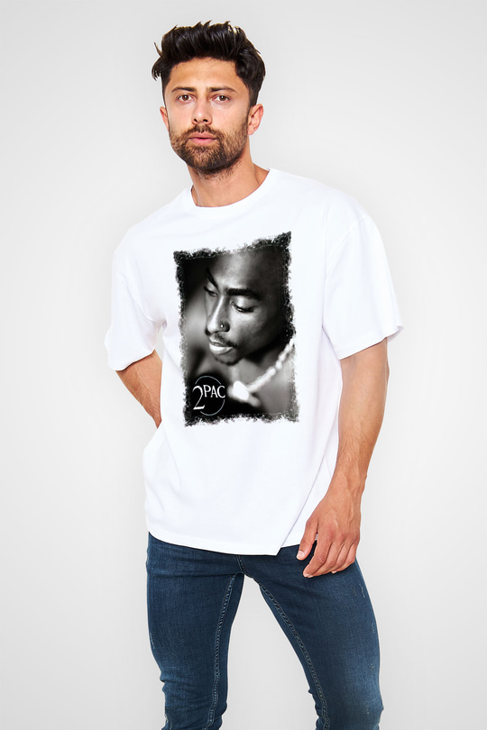 Tupac Shakur Beyaz Unisex Oversize Tişört T-Shirt