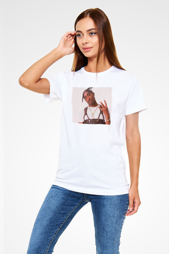 Tupac Shakur Beyaz Unisex Tişört T-Shirt - TişörtFabrikası