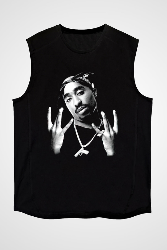 Tupac Shakur Siyah Unisex Kolsuz Tişört