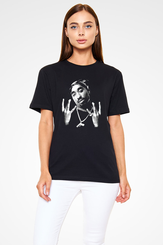 Tupac Shakur Siyah Unisex Tişört T-Shirt - TişörtFabrikası