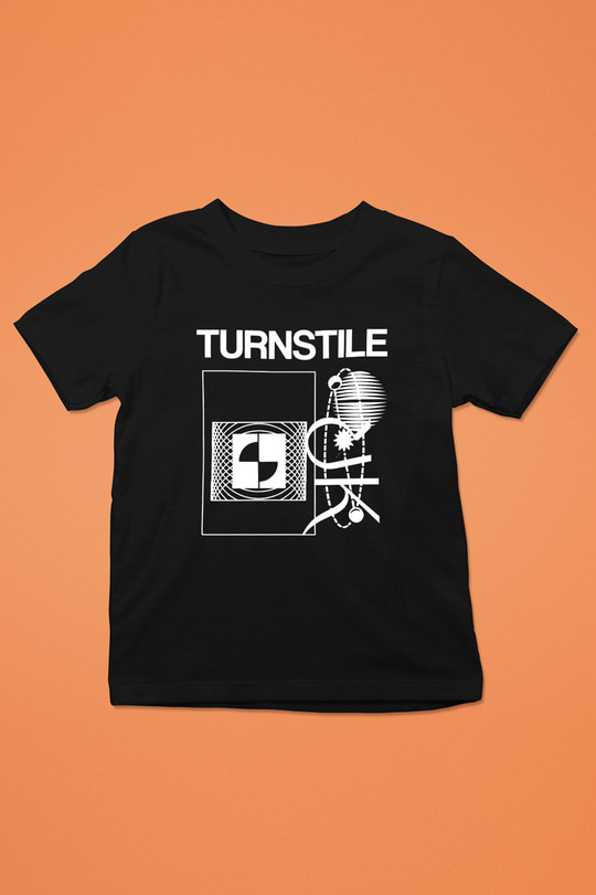 Turnstile Baskılı Unisex Siyah Çocuk Tişört - Tshirt