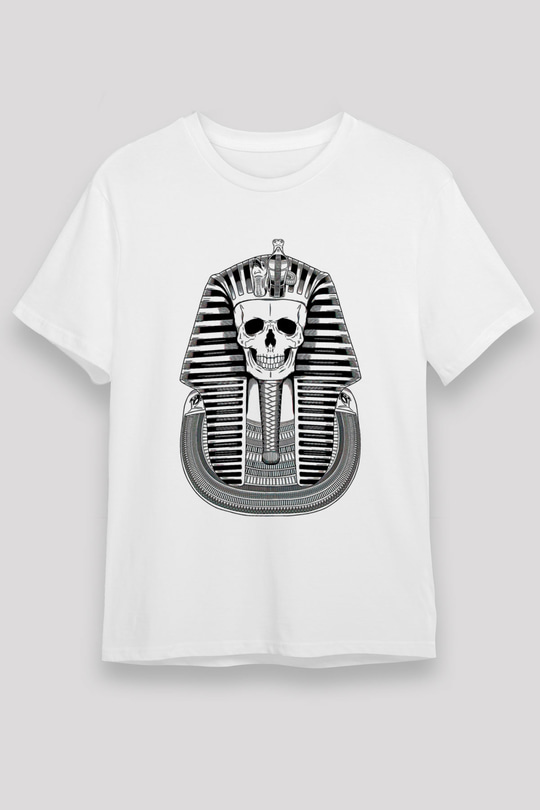 Tutankhamun Unisex Baskılı Beyaz Tişört - Tshirt