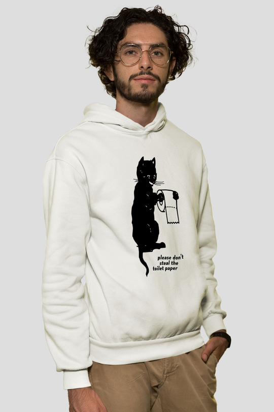 Tuvalet Kağıdı Çalmayın TemalıBeyaz  Unisex Hoodie