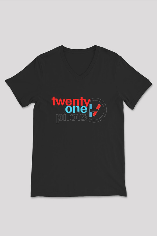 Twenty One Pilots Siyah Unisex V Yaka Tişört T-Shirt