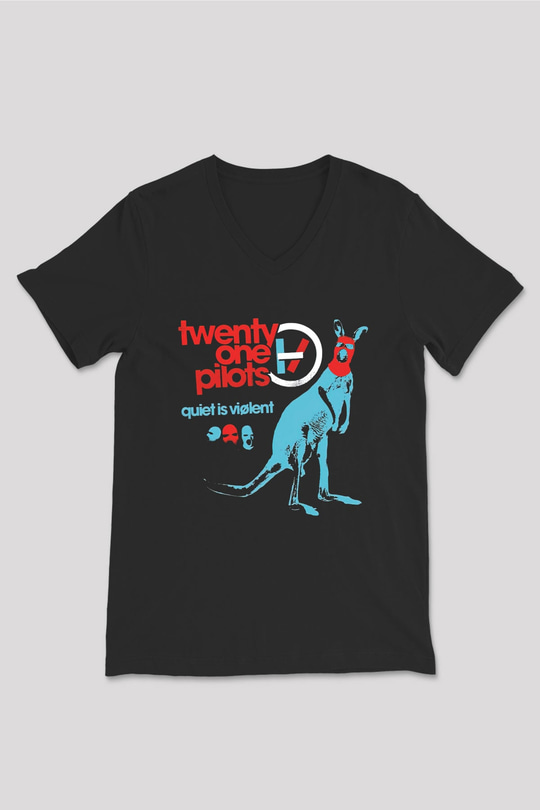 Twenty One Pilots Siyah Unisex V Yaka Tişört T-Shirt
