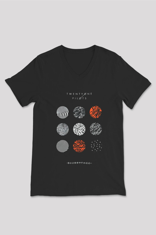 Twenty One Pilots Siyah Unisex V Yaka Tişört T-Shirt