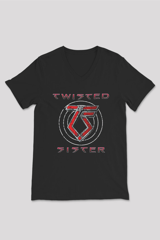 Twisted Sister Siyah Unisex V Yaka Tişört T-Shirt