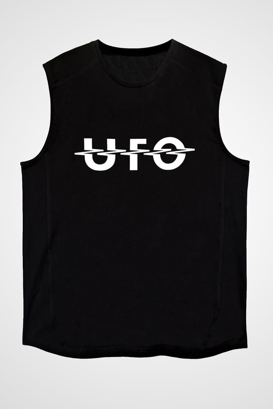UFO Siyah Unisex Kolsuz Tişört