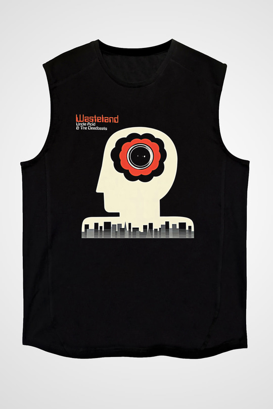 Uncle Acid Baskılı Unisex Siyah Kolsuz Tişört - Tshirt