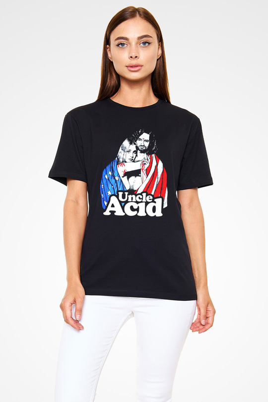 Uncle Acid Baskılı Unisex Siyah Tişört - Tshirt
