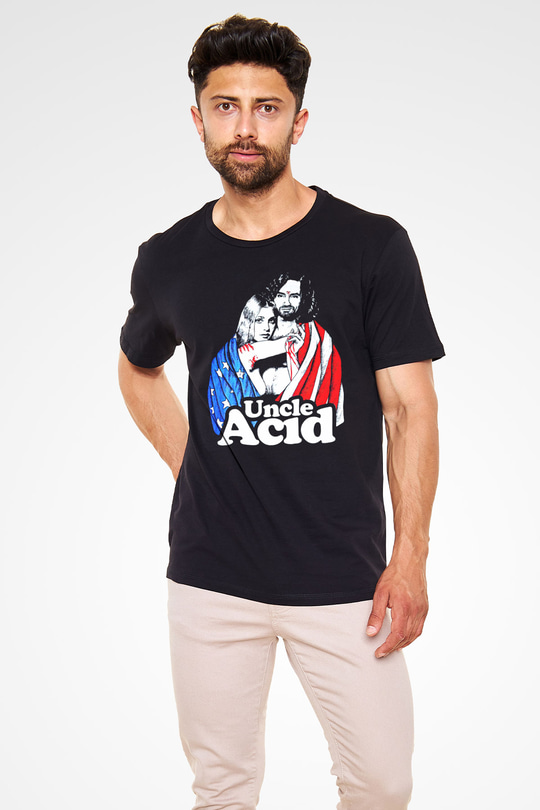 Uncle Acid Baskılı Unisex Siyah Tişört - Tshirt