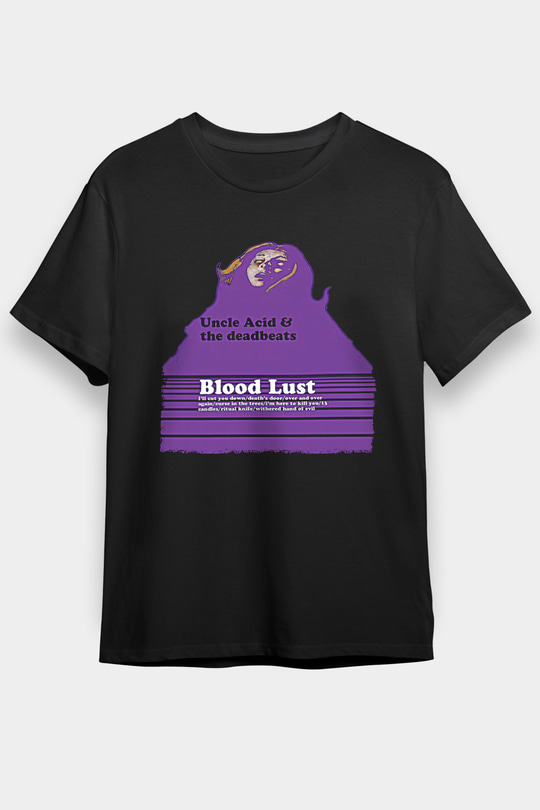 Uncle Acid Baskılı Unisex Siyah Tişört - Tshirt