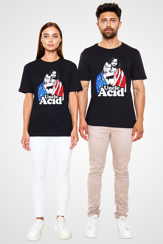 Uncle Acid Baskılı Unisex Siyah Tişört - Tshirt