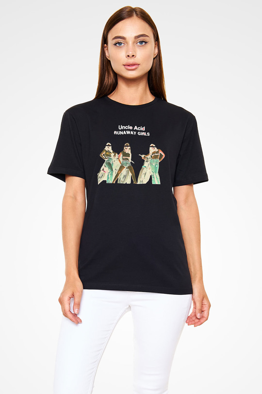 Uncle Acid Baskılı Unisex Siyah Tişört - Tshirt