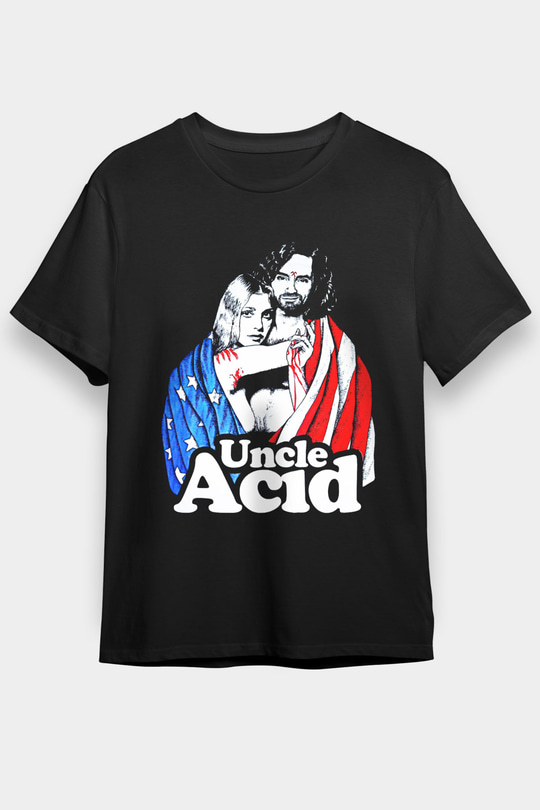 Uncle Acid Baskılı Unisex Siyah Tişört - Tshirt