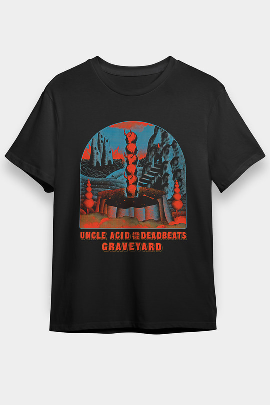 Uncle Acid Baskılı Unisex Siyah Tişört - Tshirt