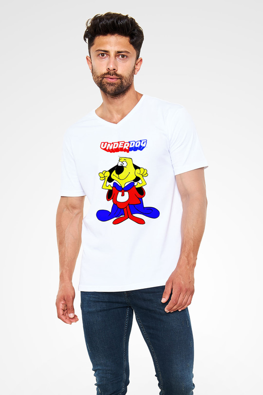 Underdog Beyaz Unisex  V Yaka Tişört