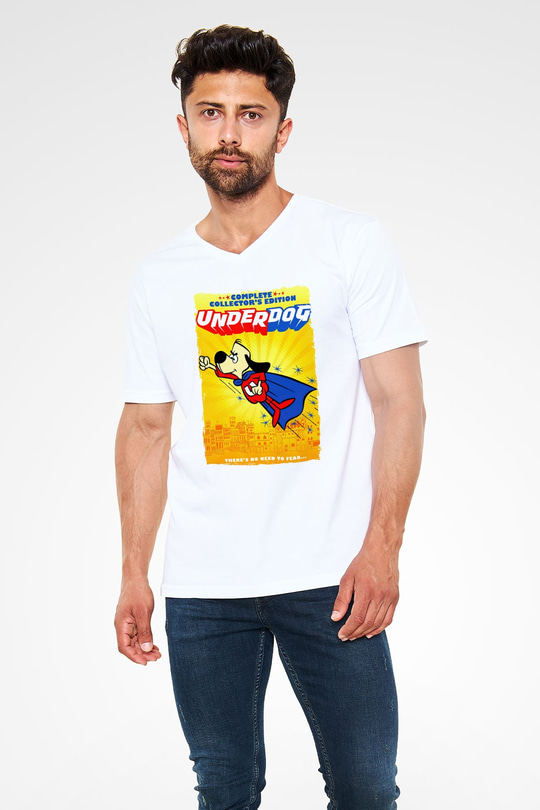 Underdog Beyaz Unisex  V Yaka Tişört