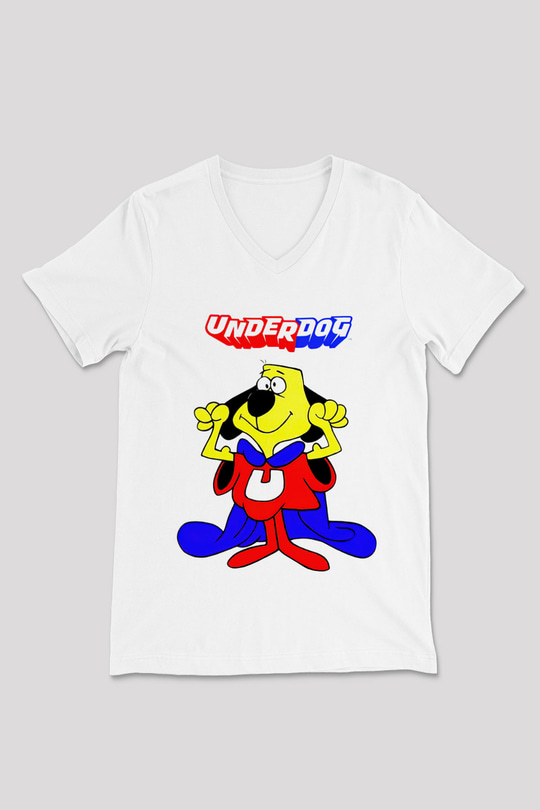 Underdog Beyaz Unisex  V Yaka Tişört