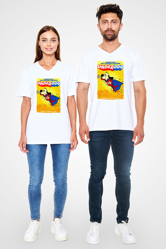 Underdog Beyaz Unisex  V Yaka Tişört