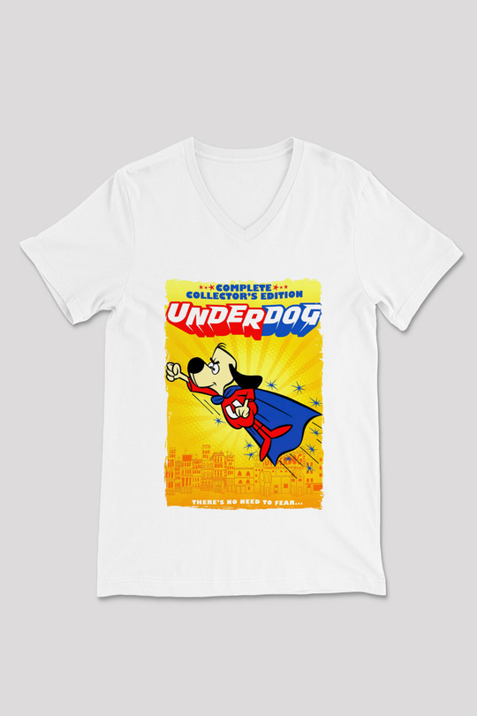 Underdog Beyaz Unisex  V Yaka Tişört