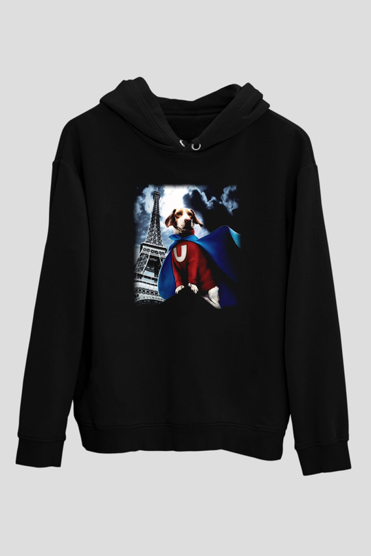 Underdog Siyah Unisex Kapüşonlu Sweatshirt