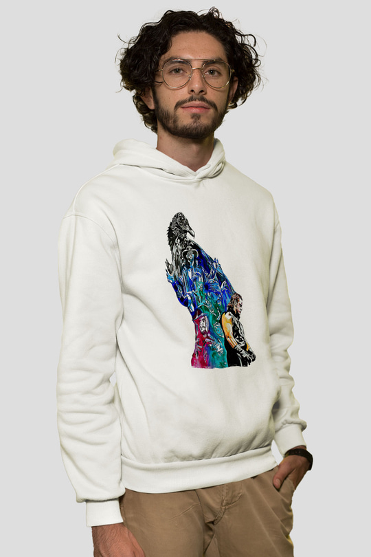 Undertaker Baskılı Beyaz Unisex Hoodie