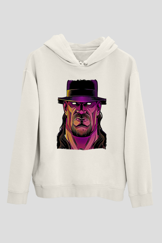 Undertaker Baskılı Beyaz Unisex Hoodie
