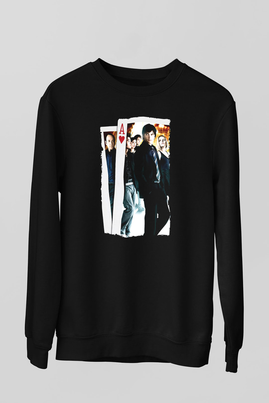 Unisex 21 Baskılı Siyah Sweatshirt