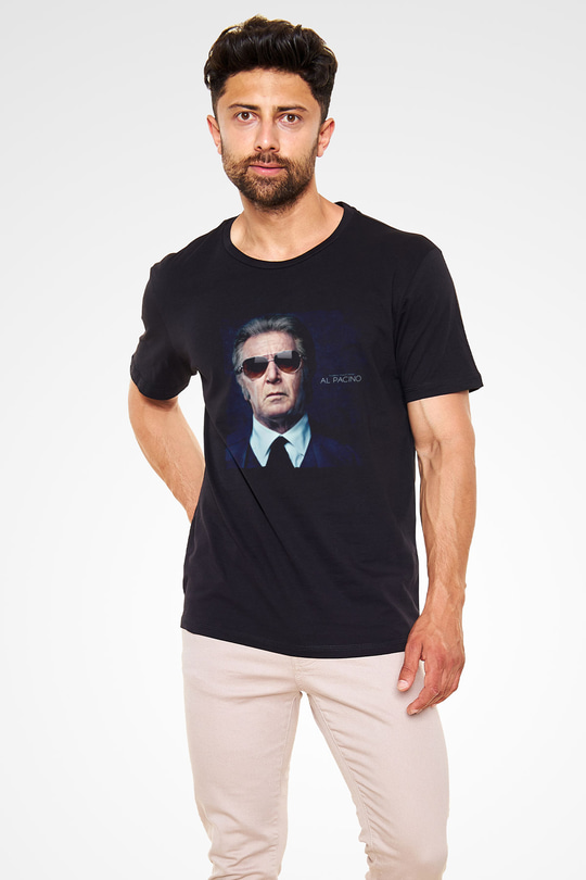 Al Pacino Baskılı Siyah T-Shirt