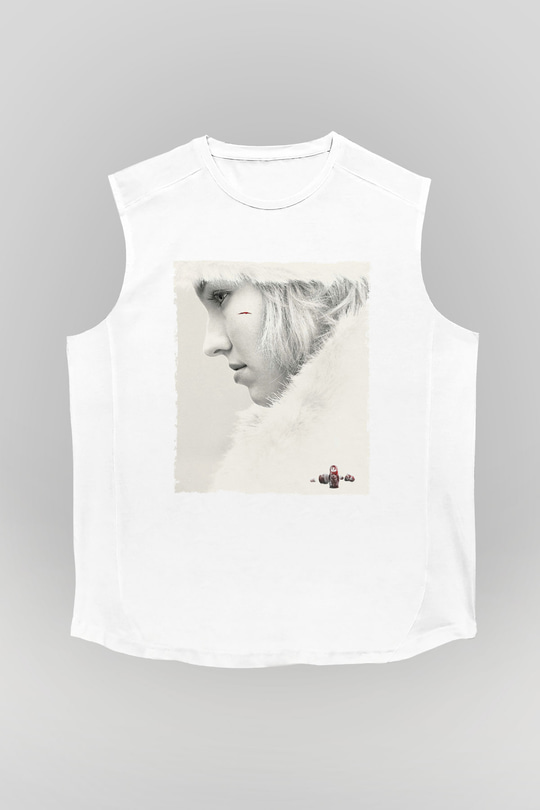 Unisex Anna Baskılı Beyaz Kolsuz T-shirt