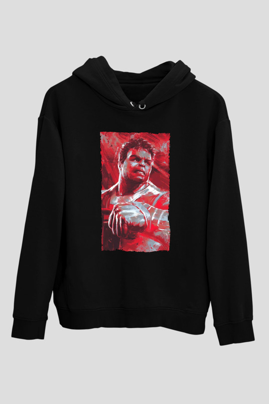 Unisex Avengers Endgame Baskılı Siyah Kapüşonlu Sweatshirt