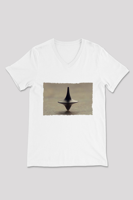 Unisex Başlangıç (Inception) Baskılı Beyaz V Yaka Tshirt