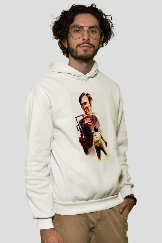 Unisex Belâ (Duel) Baskılı Beyaz Kapüşonlu Sweatshirt