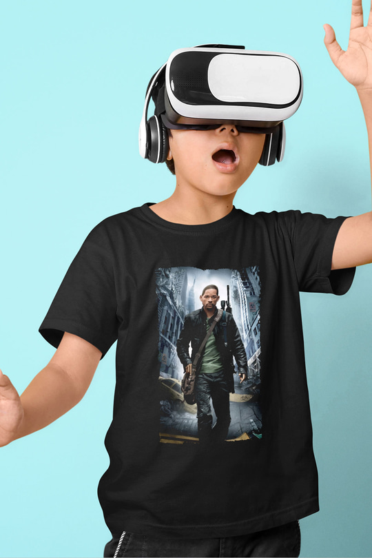 Unisex Ben Efsaneyim (I Am Legend) Baskılı Siyah Çocuk T-shirt