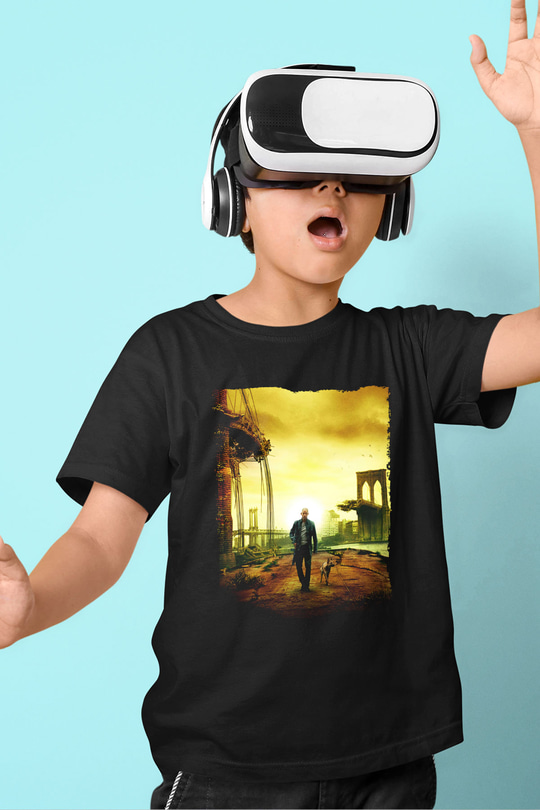 Unisex Ben Efsaneyim (I Am Legend) Baskılı Siyah Çocuk Tshirt