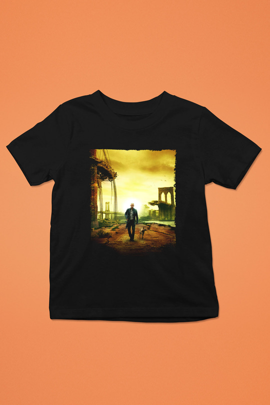 Unisex Ben Efsaneyim (I Am Legend) Baskılı Siyah Çocuk Tshirt