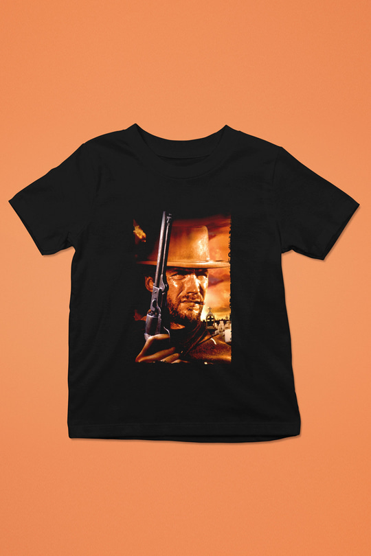 Unisex Bir Avuç Dolar (A Fistful of Dollars) Baskılı Siyah Çocuk Tshirt