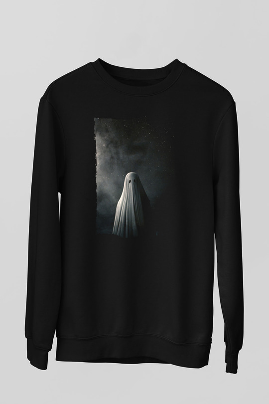 Unisex Bir Hayalet Hikâyesi (A Ghost Story) Baskılı Siyah Sweatshirt