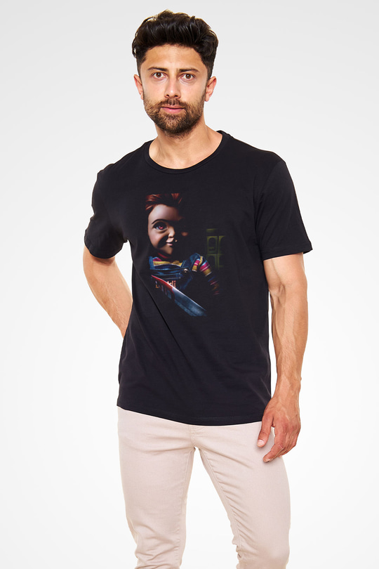 Chucky (Childs Play) Baskılı Siyah Tshirt