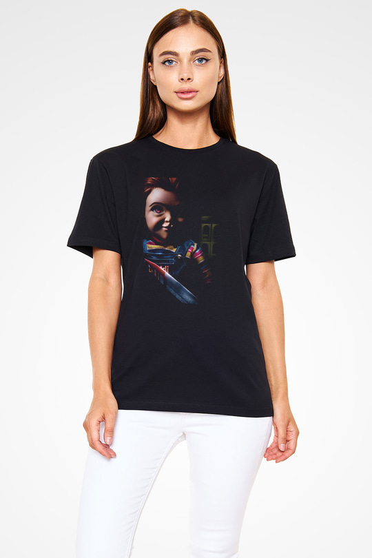 Chucky (Childs Play) Baskılı Siyah Tshirt