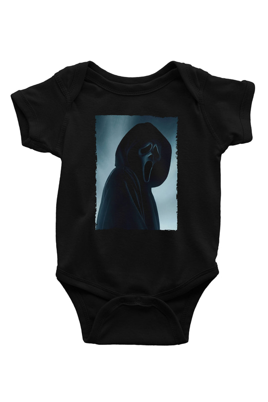 Unisex Çığlık (Scream) Baskılı Siyah Bebek Body - Zıbın