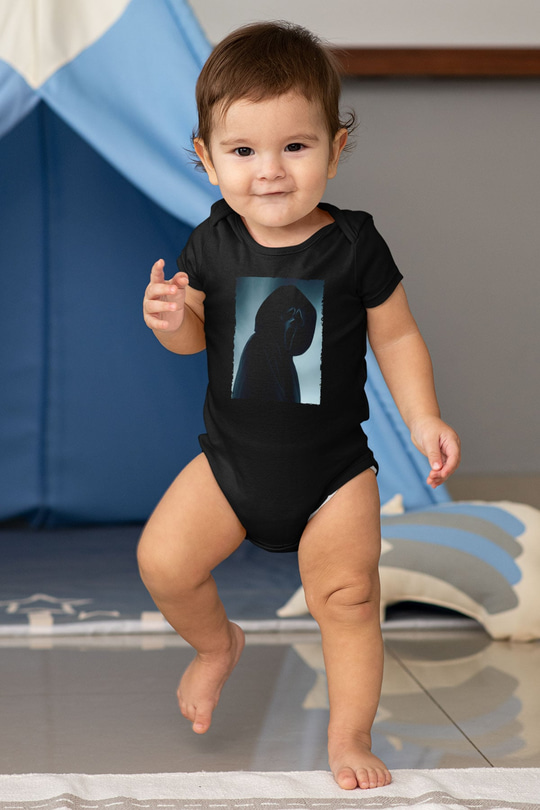 Unisex Çığlık (Scream) Baskılı Siyah Bebek Body - Zıbın