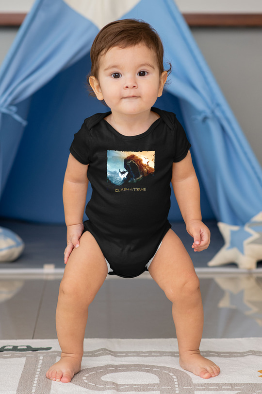 Unisex Clash of the Titans Baskılı Siyah Çocuk Unisex Tshirt