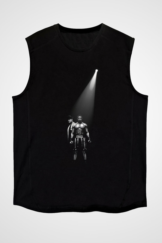 Unisex Creed II Efsane Yükseliyor Baskılı Siyah Kolsuz Tshirt