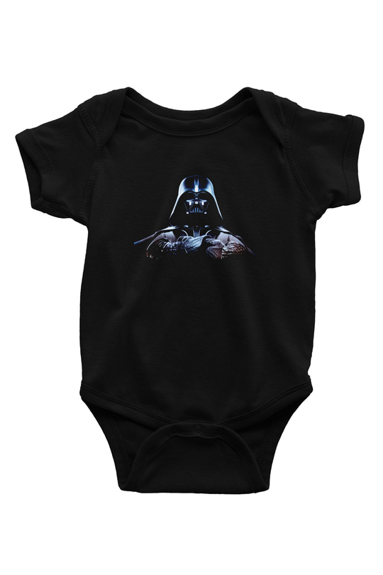 Unisex Darth Vader Baskılı Siyah Bebek Body - Zıbın