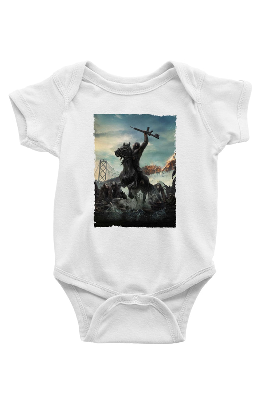 Unisex Dawn of the Planet of the Apes - Maymunlar Cehennemi Şafak Vakti Baskılı Bebek Body - Zıbın