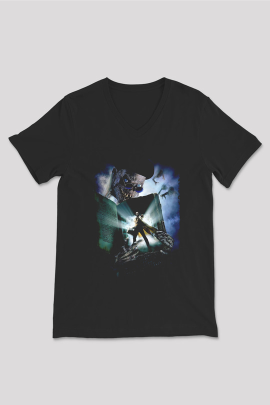 Unisex Demon Knight (Tales from the Crypt Demon Knight) Baskılı Siyah V Yaka Tişört