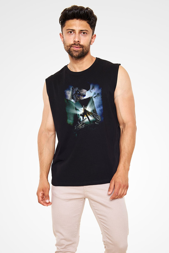 Unisex Demon Knight (Tales from the Crypt Demon Knight) Baskılı Siyah Kolsuz Tişört