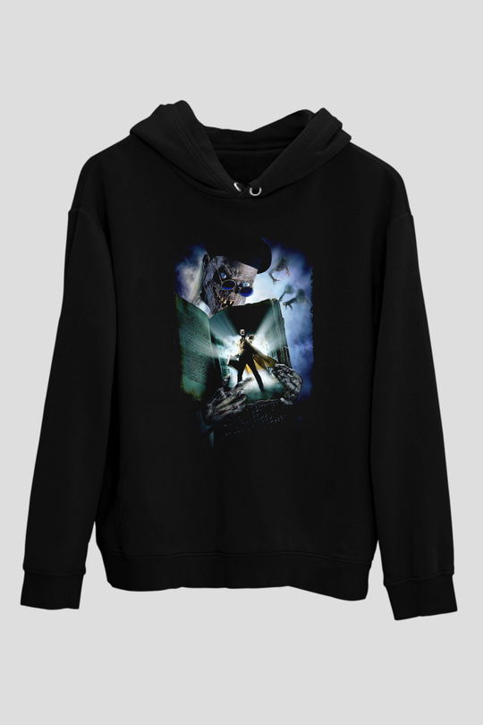 Unisex Demon Knight (Tales from the Crypt Demon Knight) Baskılı Siyah Kapüşonlu Sweatshirt